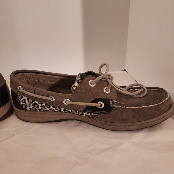 Sperry Topsider Gray & Black Glitter Leopard Print Boat Shoes in Size 8 M - Picture 4 of 12